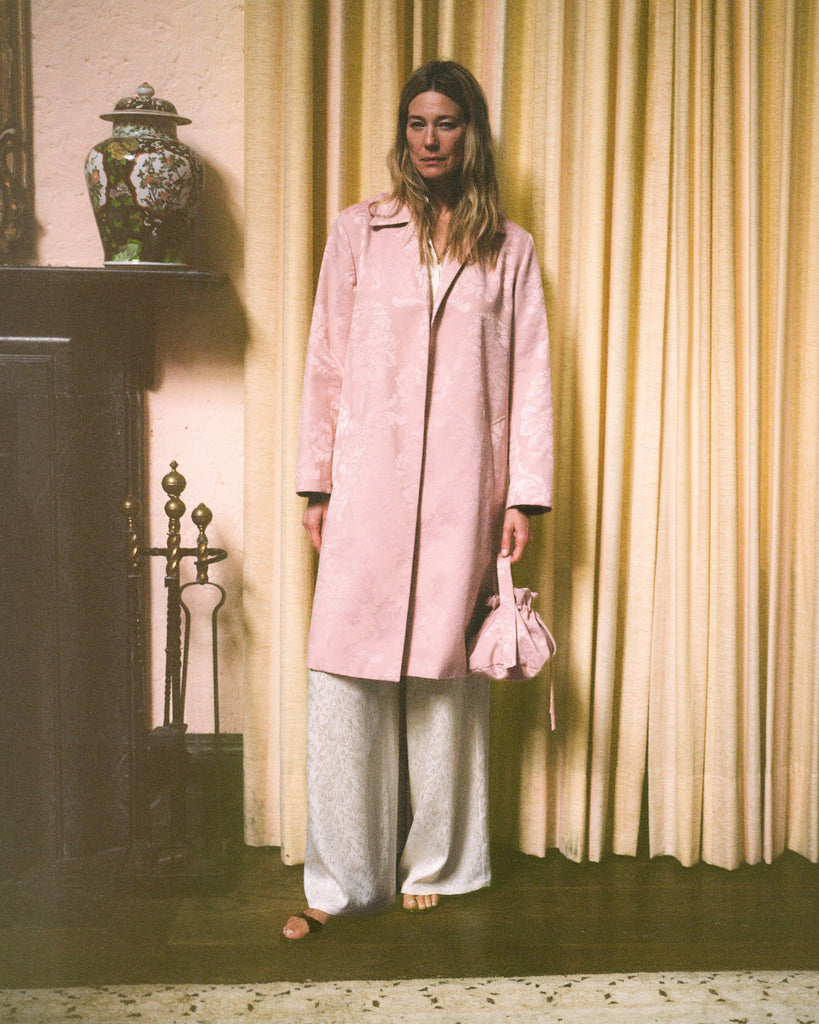 blush pink cotton silk jacquard