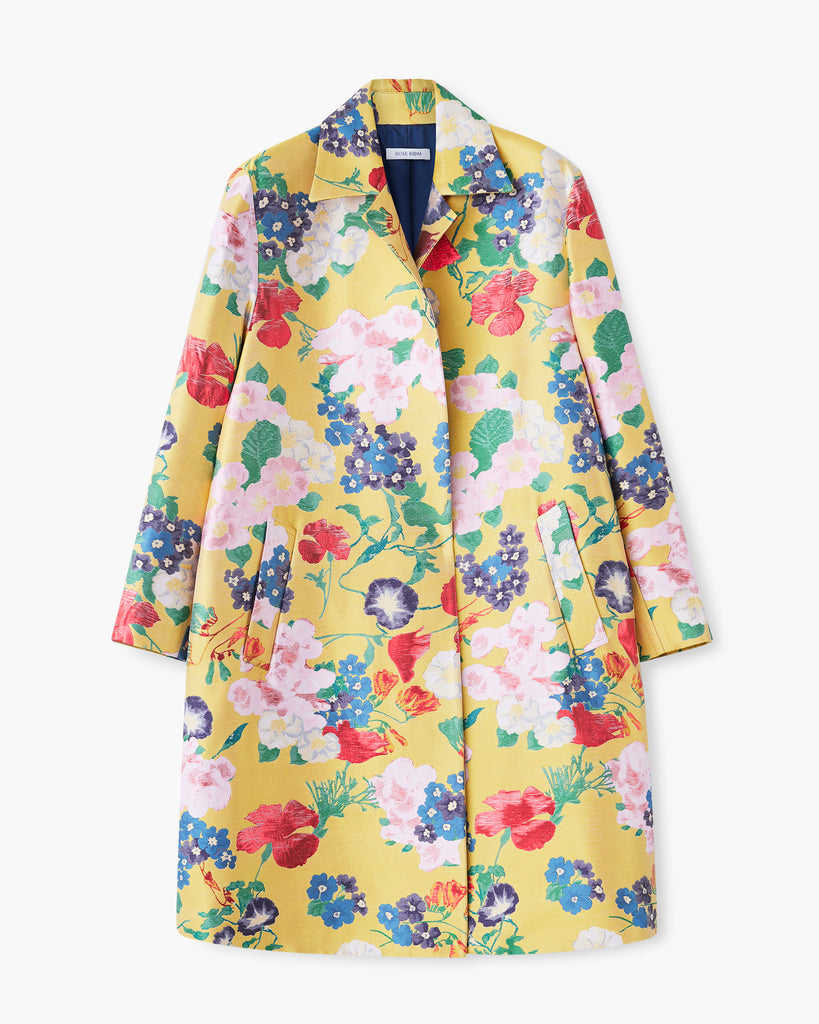 yellow floral jacquard