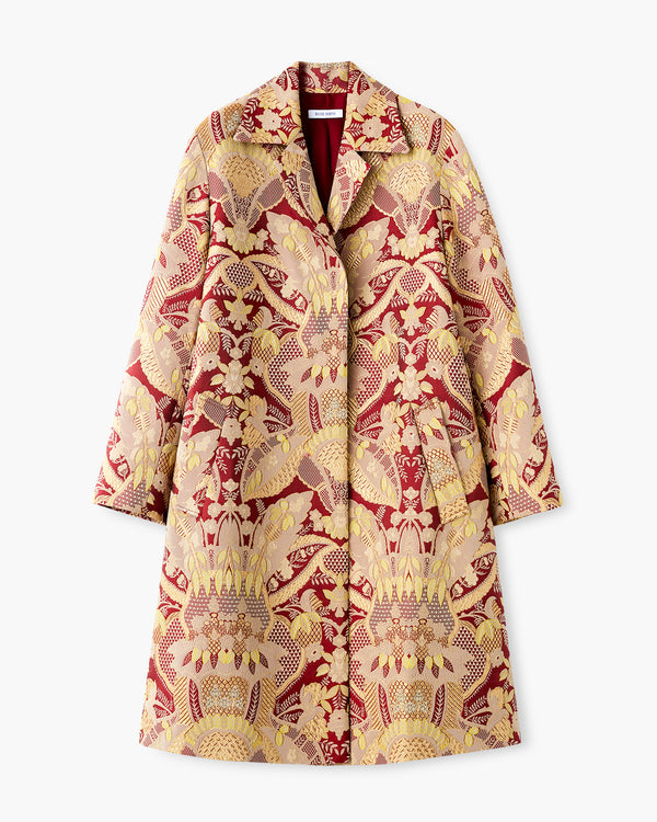 red and gold silk brocade